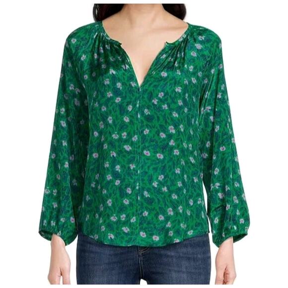 Roller Rabbit Emerald Green Purple Cello Lucy Blouse Top XS - Picture 1 of 7